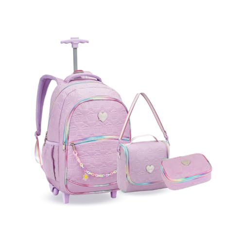 Kit Mochila Rodinha Lancheira Estojo Cup Cake Escola Meninas (ROXO)