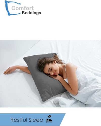 Image of Comfort Beddings Pack of 2 Travel Pillowcases 12x16 Premium 100% Cotton Blend Grey Travel Pillow Case Zipper Closure, Super Soft and Cozy Travel Pillow Covers (Size-12x16, Dark Grey)