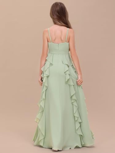 Chiffon Junior Bridesmaid Dresses for Wedding Kids Spaghetti Strap Slit Flower Girl Dress Long Princess Pageant Gowns3