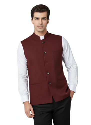 Image of ROCKSY Bandi Modi Koti, Nehru Jacket for Men, Cotton Waistcoat for All Occasion: Diwali, Wedding, Ethnic, Office Party, Formal & casual Look