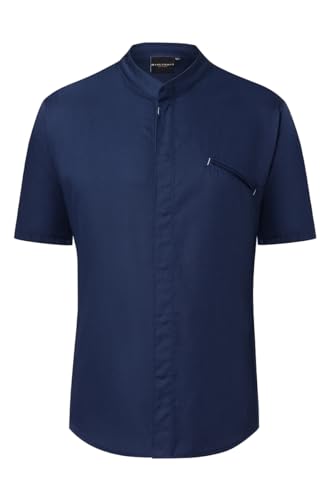 Karlowsky Herren Kochjacke MODERN-Touch Kurzarm Stehkragen Druckknöpfe Polyester/Baumwollmix waschecht pflegeleicht Marine - Größe 46