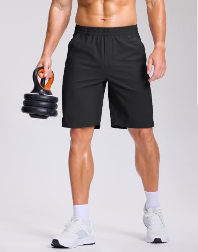 Image of GGJ Men's Lightweight Athletic Shorts with 2 Zipper Pockets 7 inch /9 inch /5 inch Gym Workout Running Quick Dry Tennis Shorts for Men