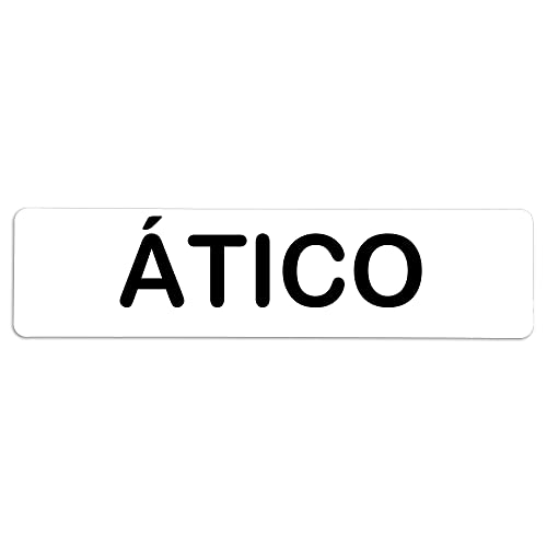 Becral® - Señal adhesiva de PVC ATICO | Placa puerta PVC BLANCO | Señal informativa | Cartel Puerta 200X50mm