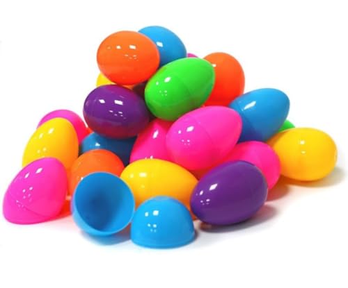 24 Piezas Huevos de plástico de Colores,Huevos De Pascua,para llenar Dulces, bocadillos y Regalos de Pascua.