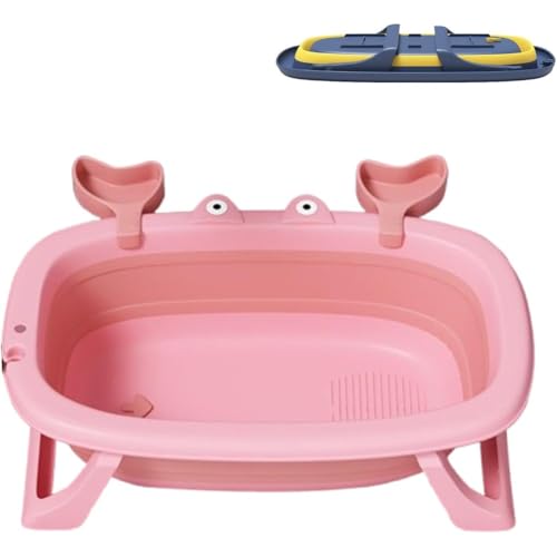 JourneyJoltペット バスタブ 折りたたみたらい 排水穴付き 小型・中型犬用 ポータブル 犬用品 収納 コンパクト 柔らかいクッション付き 子犬用バスタブ 簡単入浴 折りたたみ式 (ピンク)
