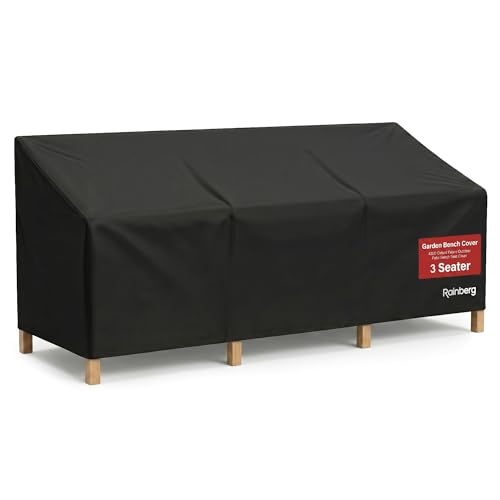 Rainberg Garden Bench Cover with Air Vent Waterproof Windproof Anti-UV Heavy Duty Rip Proof 420D Oxford Fabric Outdoor Patio Bench Seat Cover With Carry Bag (3 Seater)