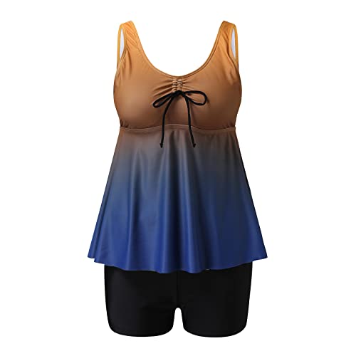 Maillot de bain deux pièces jupé pour femme avec short intégré imprimé floral XXL