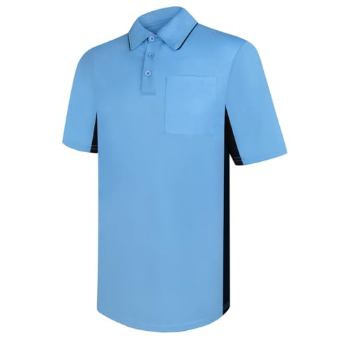 United Attire Baseball Umpire Shirt (Short Sleeve, Blue with Black Side Panel, Small)