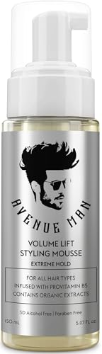 Image of Avenue Man Volume Lift Mousse - 5.07 oz Extreme Hold Hair Foam with Argan Oil, Silk Protein & Vitamin E for Strength, Thickness & Control - Styling Hair Mousse for Men - Alcohol & Paraben Free