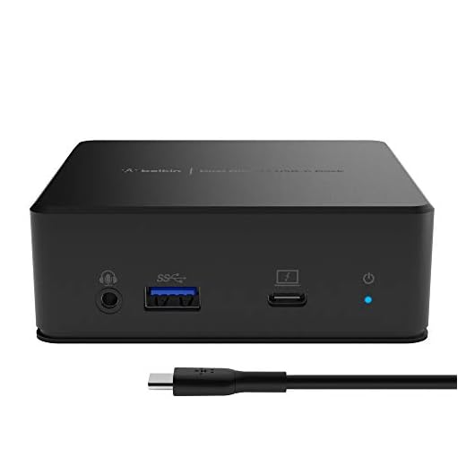 Belkin USB-C dockingstation met twee schermen (voeding van 85 W, HDMI, USB-A 3.1 Gen 1, USB-C, Gigabit Ethernet, audio-ingang/uitgang voor MacBook, XPS en andere USB C-laptops), zwart
