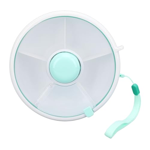 Kids Bundle with Hand Strap Reusable Snack Containe with 5 Compartment Dispenser and Lid Leakproof Spill Proof Snack Box for Toddlers Babies Home Travel (Mint