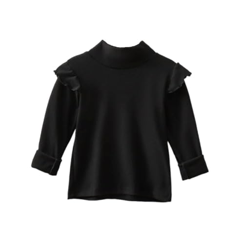 Image of Girls Ruffle Long Sleeve Mock Neck Tops Basic T Shirt Kids Fall Winter Tops Active Layer Shirts