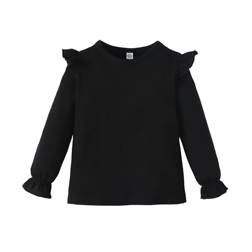 Image of LYSMuch Toddler Baby Girls Blouse Long Sleeve Ruffle Shirt Solid Top Clothes