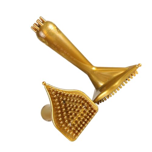 SOLUSTRE Peine de Masaje Meridiano de Pvc Dorado, 2 Piezas, Herramienta para Cuello y Espalda, Raspador Triangular para Masaje Terapéutico y Bienestar Corporal