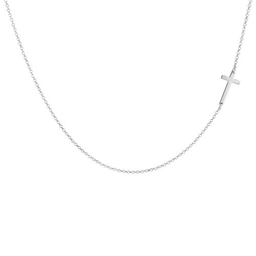 Sterling Silver Sideways Cross Necklace with Adjustable Rolo Chain and Faith Keepsake Card Gift For Women3