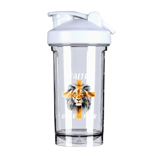 Jesus Cross Lion (2) 18 Ounce Shaker Cup,Fashion Theme Pattern Shaker Bottle Leak-proof Workout Shake Bottles 500ML/18 oz Perfect for Pre Workout-3-1