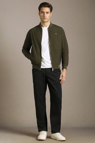 Image of Louis Philippe Men's Slim Fit Slant Pocket Made of Stretch Fabric Solid Casual Trouser
