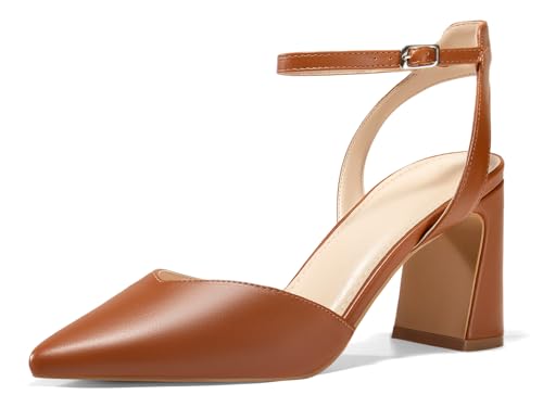 Juliet Holy Womens Closed Toe Heels Chunky Block Heel Ankle Strap Pumps Slingback Heeled Sandals...