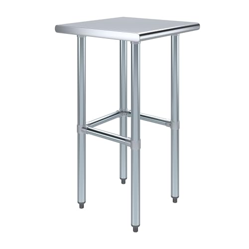 Image of AmGood Stainless Steel Work Table | Metal Utility Table (Stainless Steel Table Open Base, 20 inch Long x 20 inch Deep)