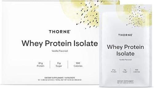 THORNE Whey Protein Isolate - Balanced Amino Acids Profile with BCAAs - 21 Grams of Easy to Digest Whey Protein Powder - NSF Certified for Sport - Vanilla - Gluten & Soy-Free - 14 Servings