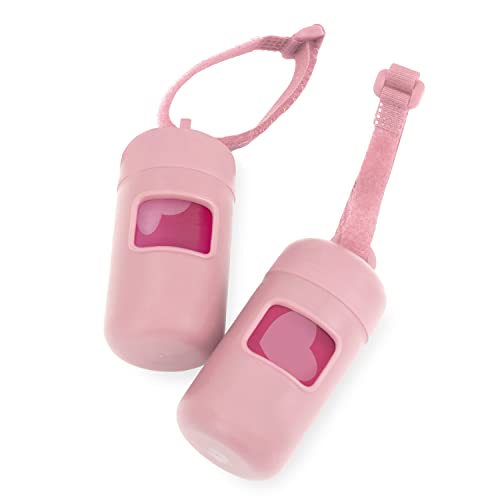Image of Best Pet Supplies Dog Poop Bag Holder Leash Attachment Reusable Dispenser for Travel, Walking, Park, and Outdoor Use, Durable with Clip-On - Pink, Pack of 2