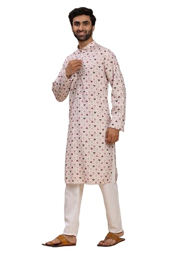 Image of Pro-Ethic Style Developer Men's Cotton Printed Kurta Pajama Set Traditional Outfit | Mandarin Collar (E-129)