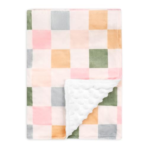 Image of DILIMI Baby Blanket, Soft Warm Newborn Toddler Minky Plush Dot Blanket for Girl and Boy Unisex (40×30 in), Colorful Checkered