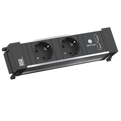 Base de enchufes Bachmann Power Frame en aluminio con tapa Cover y puertos USB