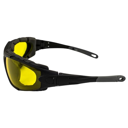 Global Vision Shorty 24 Motorcycle Sunglasses Kit Black Frame Yellow to Smoke Transforming Lens ANSI Z87.13