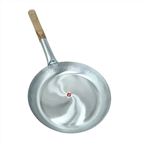 Bridge2shopping Aluminium Fry Pan with Wooden Handle for Home and Restaurant, 11 Inch Diameter