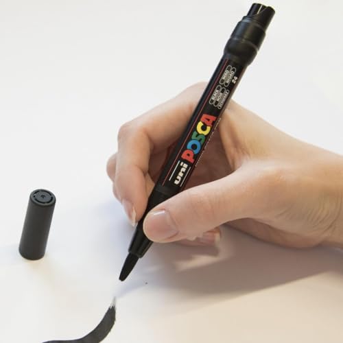 Image of Posca PCF-350 Paint Marker | 1-10 mm Soft Brush Tip (Multicolor, Pack of 4)