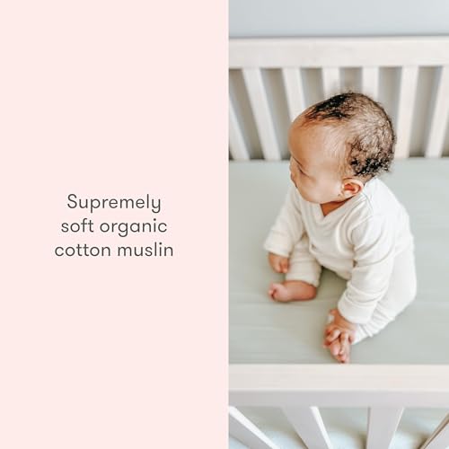 Image of Newton Baby Fitted Mini Crib Sheets (2-Pack) | Organic Muslin Cotton, Breathable & Soft Baby Sheets, Washable Baby Mattress Sheets, Fits Mini Crib Mattresses 24 inch x 38 inch, Sunrise Pink