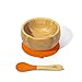 Avanchy Bowl Baby Toddler Infant Organic Bamboo Stay Put Suction Bpa Free Silicone Bowls Feeding Set + Soft Tip Spoon, Orange