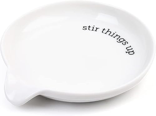 LotFancy Spoon Rest, Ceramic Spoon Holder for Kitchen Counter, 5.2 Inch, Spatula Holder for Stove Top, Large Utensil Rest for Spoons, Tongs, Ladles