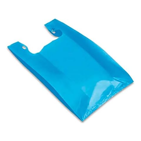 Brilliant Bag Co 100 pack- Grocery bags in multi color -Thick T Shirt Bags - Extra Long Grocery Bags- 12x22 fits std T-shirt holders (Blue) Cover