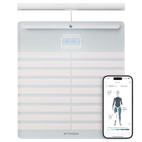 WITHINGS Body Scan - Smart Scale With Segmental Composition Analysis, Weighing Scales, Vascular Age, Visceral Fat, Heart Rate, iOS/Android
