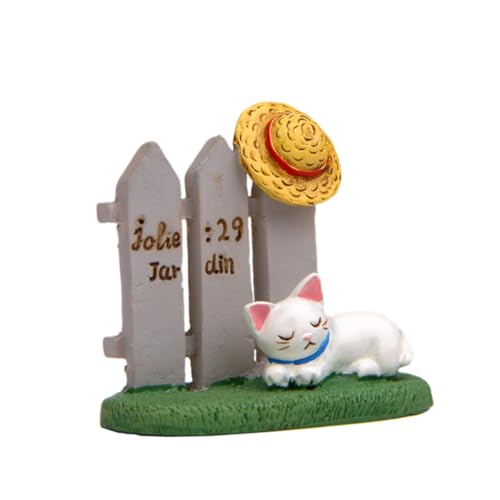 Sosoport Arte del Gato Home Decor decoração casa Room Decor decoración casa señal de tráfico con Forma de Gato Accesorios para Fotos pequeño y Fresco artesanía Musgo arreglo Floral