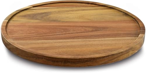 Image of WOOD ART STORE Wooden Lazy Susan Organizer - Rotating Turntable Tray for Kitchen, Pantry, Countertop - 360 Revolving Storage for Spices, Condiments - Rustic Brown (10 inch)