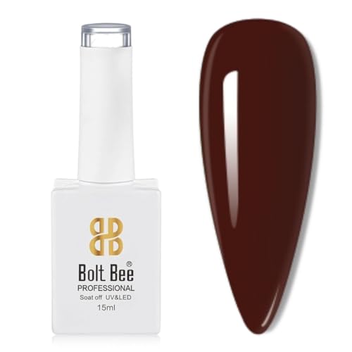 Image of Bolt Bee Dark Brown Color Gel Nail Polish Soak Off UV Gel DIY at Home Manicure Salon Nail Art (184, 15ml)