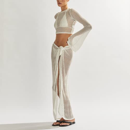 Women 2 Piece Skirt Sets Y2k Crop Tops Bodycon Maxi Long Skirts Sexy Hollow Out Backless Club Party Outfits3