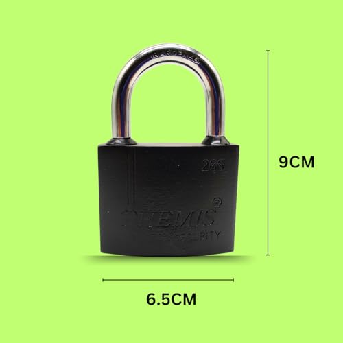 Image of Heavy Duty Keyed Lock | Hardened Steel Shackle Lock | Anti-Rust Security for Gate, Warehouse & Outdoor Use (ALT-40 Black (63MM))