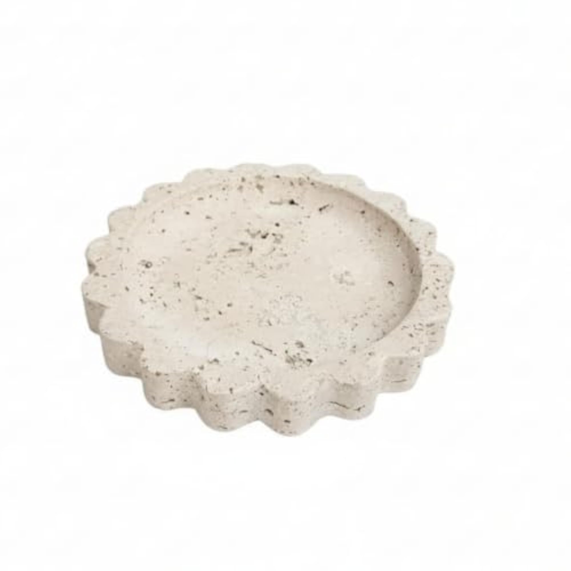 Decorative Stone Tray with Scalloped Edge, Natural