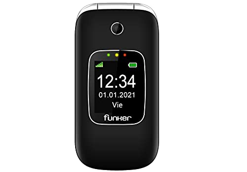 Telefono-Movil-Funker-C85-Easy-Comfort-Negro-con-Tapa-para-Personas-Mayores-con-Boton-SOS-Base-Cargadora-Negro