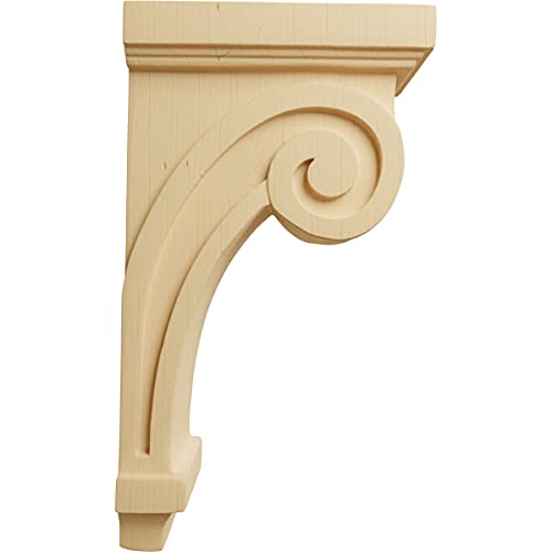 Ekena Millwork COR03X05X09SCAL Scroll Wood Corbels, 3 1/4"W X 5"D X 9"H, Alder thumb #2