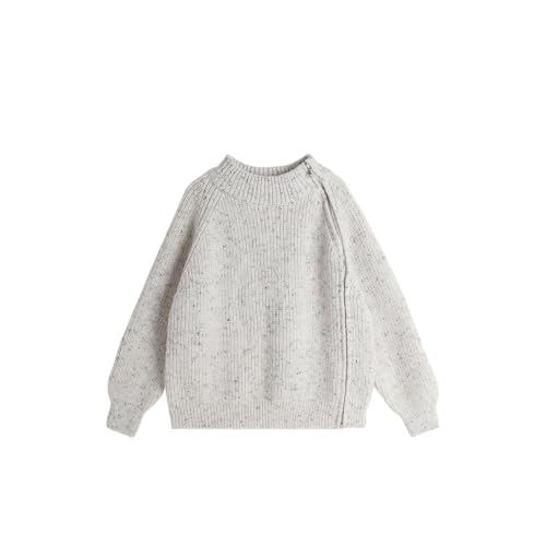 Girls Side Zipper Sweaters Crewneck Long Sleeve Pullover Casual Sweater Tops 2-14 Years