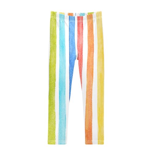 Toddler Girls Leggings Printed Yoga Pants Leggings Rainbow Vertical Strip for Kids