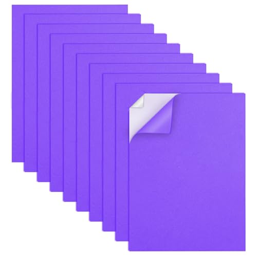 MEARCOOH Self Adhesive Foam Sheets, Purple 9x12 Inch 2mm Sticky Eva Foam Paper for Crafts Cardmaking Photo Frames Classroom Scrapbooking Christmas Crafts (Purple 10 Sheets)