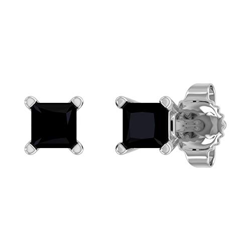 1/4 Carat Princess Cut Black Diamond Stud Earrings in 14K Gold