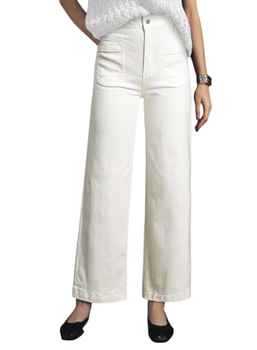 Astylish Womens Jeans Wide Leg High Waisted Stretchy Straight Leg Jeans Trendy Ankle Denim Pants with Patch Pocket
