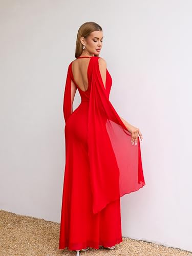Image of Parthea Women's Summer Formal Wedding Guest Dresses Sleeveless Backless Long Elegant Evening Party Maxi Bodycon Dress